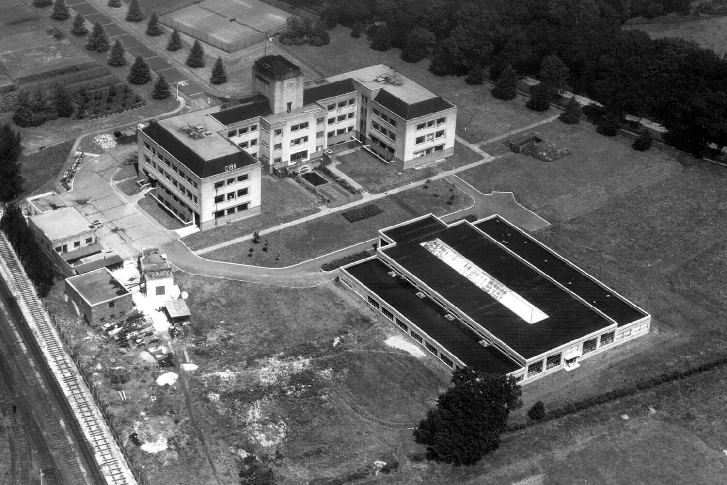 Aerial image of the site looking north taken in 1954